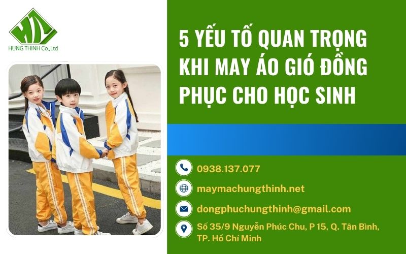 may áo gió đồng phục cho học sinh