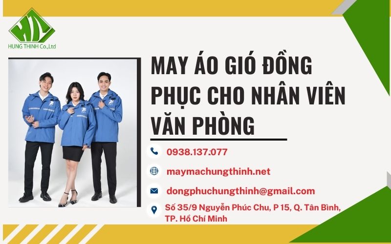 may áo gió đồng phục cho nhân viên văn phòng