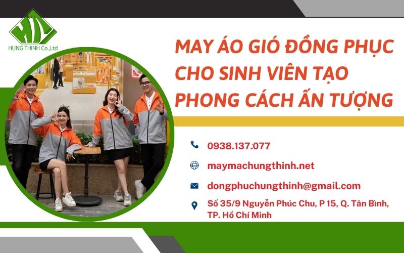 may áo gió đồng phục cho sinh viên