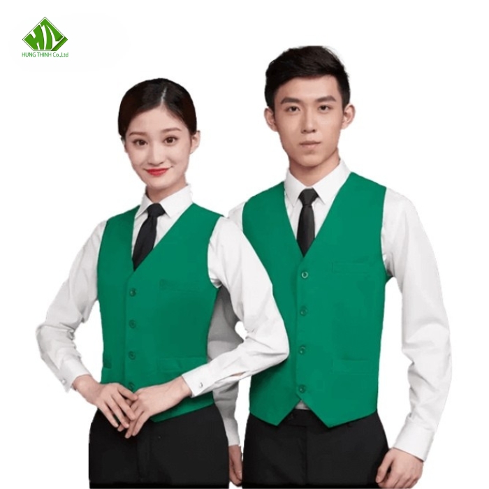 Ao gile dong phuc mau xanh la cay