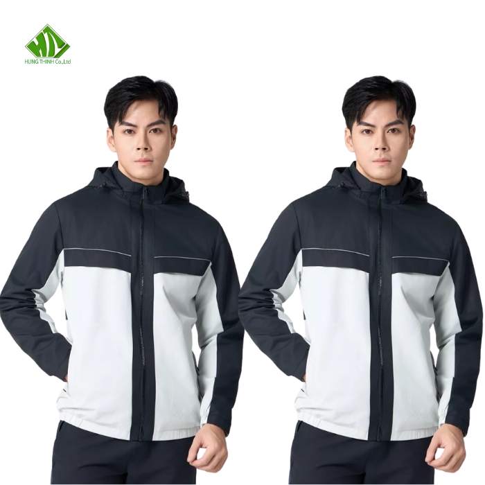 Ao khoac gio the thao mau xanh den phoi trang Ao khoac gio the thao mau xanh den phoi trang