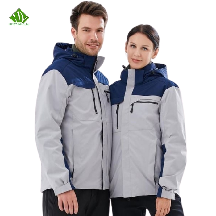 Ao khoac dong phuc mau xam nhat phoi xanh navy