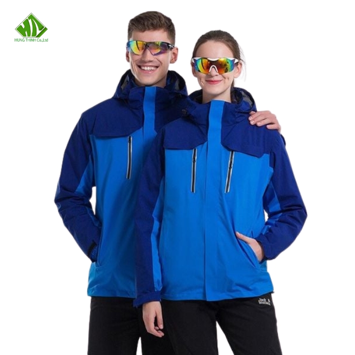 Ao khoac dong phuc mau xanh duong dam phoi xanh navy