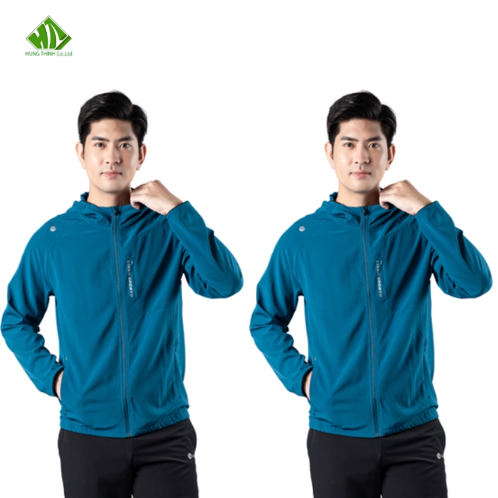 Ao khoac gio the thao mau xanh ngoc bich dam