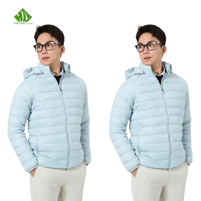 Ao phao mau xanh nhat