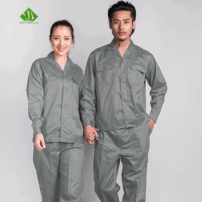 Ao so mi dong phuc cong nhan mau xam