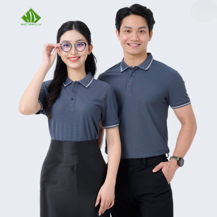 Ao thun dong phuc mau xam dam