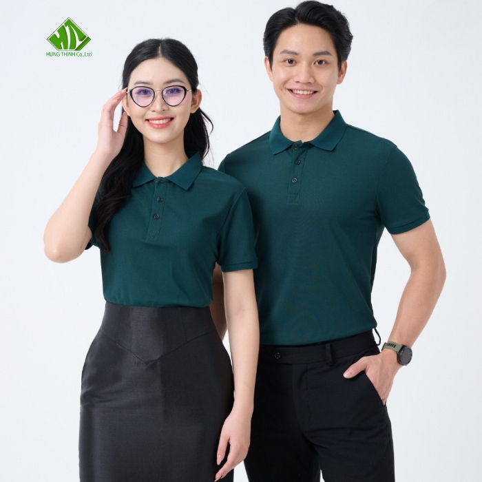 Ao thun dong phuc mau xanh reu dam