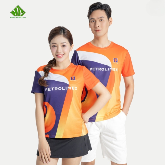 Ao thun dong phuc quang cao mau cam phoi tim than (1)