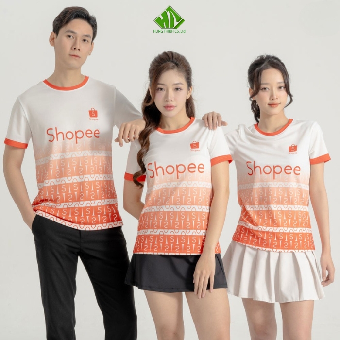 Ao thun dong phuc quang cao mau cam phoi trang (1)