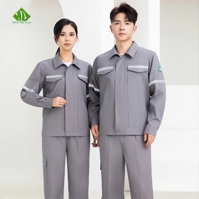 Dong phuc bao ho lao dong mau xam nhat phoi phan quang