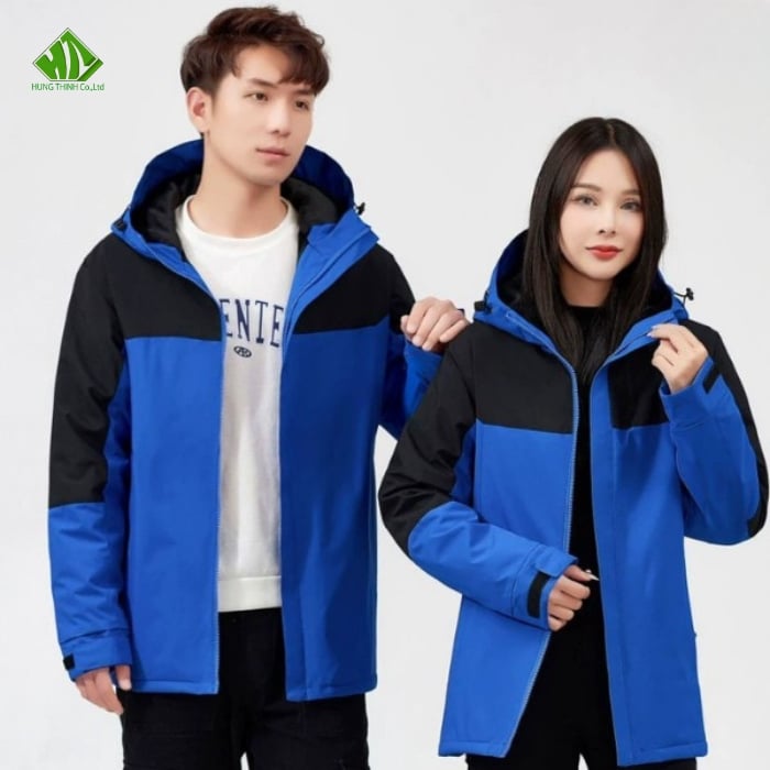 ao khoac dong phuc mau xanh duong phoi den 1