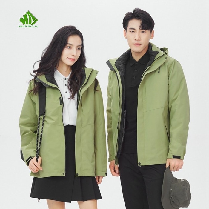 Ao gio dong phuc mau xanh reu