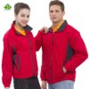 Áo khoác đồng phục màu đỏ tươi phối xám đậm 2 Ao khoac dong phuc mau do tuoi phoi xam dam