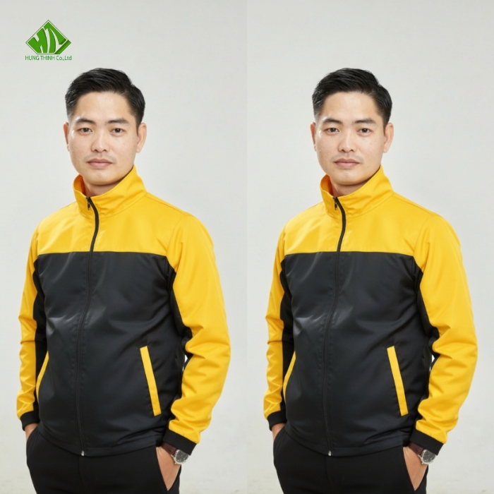 Ao khoac dong phuc mau vang phoi den (1)