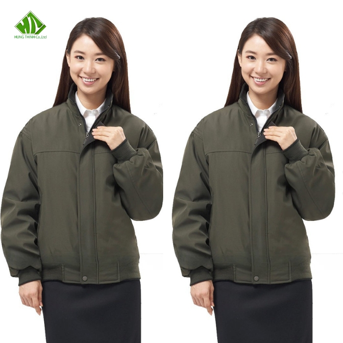 Ao khoac dong phuc mau xanh reu