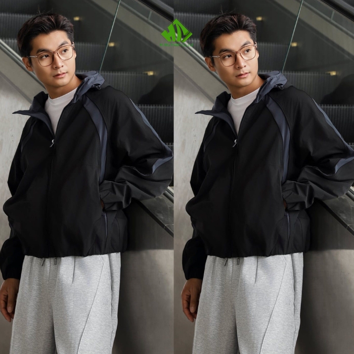 Ao gio dong phuc mau den phoi tim than dam