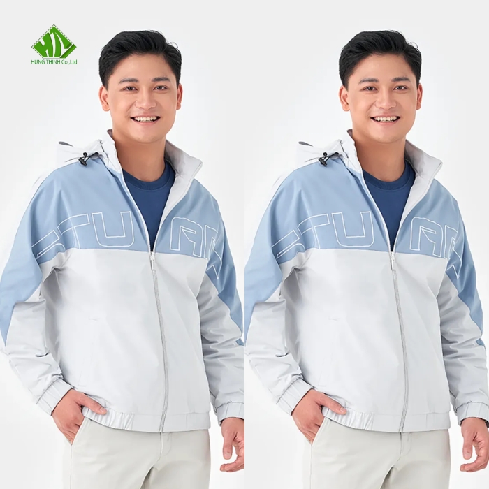 Ao gio dong phuc mau ghi sang phoi xanh da troi