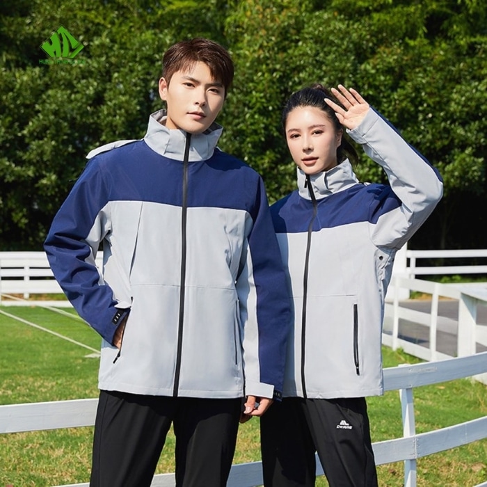 Ao gio dong phuc mau ghi sang phoi xanh navy