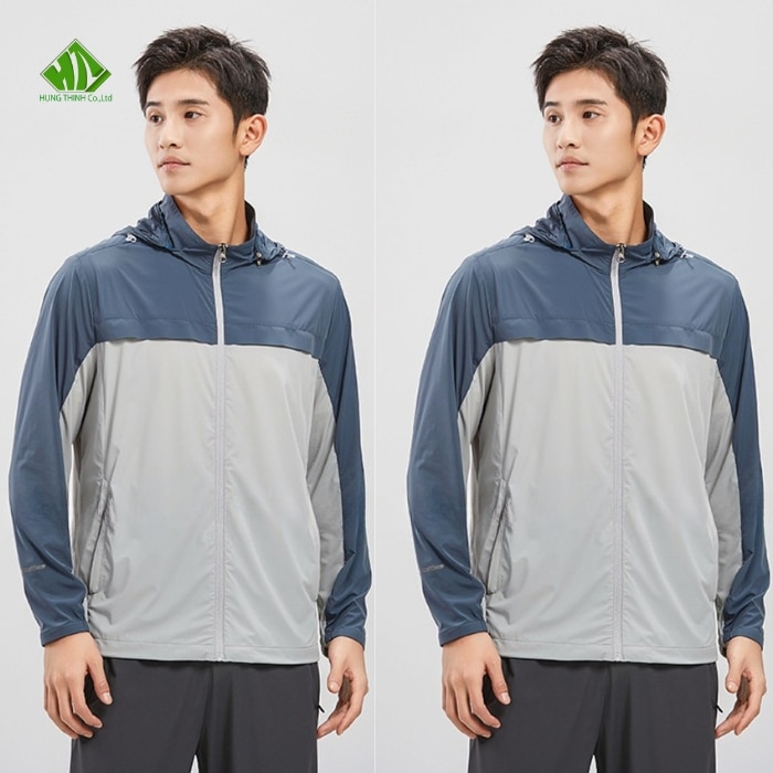 Ao gio dong phuc mau ghi sang phoi xanh than