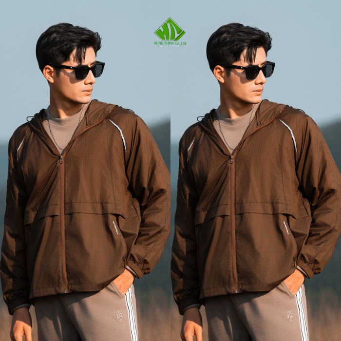 Ao gio dong phuc mau nau dat phoi vien trang sang