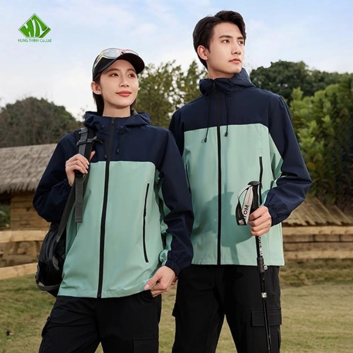 Áo khoác đồng phục màu xanh đậm phối xanh bạc hà nhạt