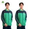 Ao khoac dong phuc mau xanh la cay phoi xanh tim than