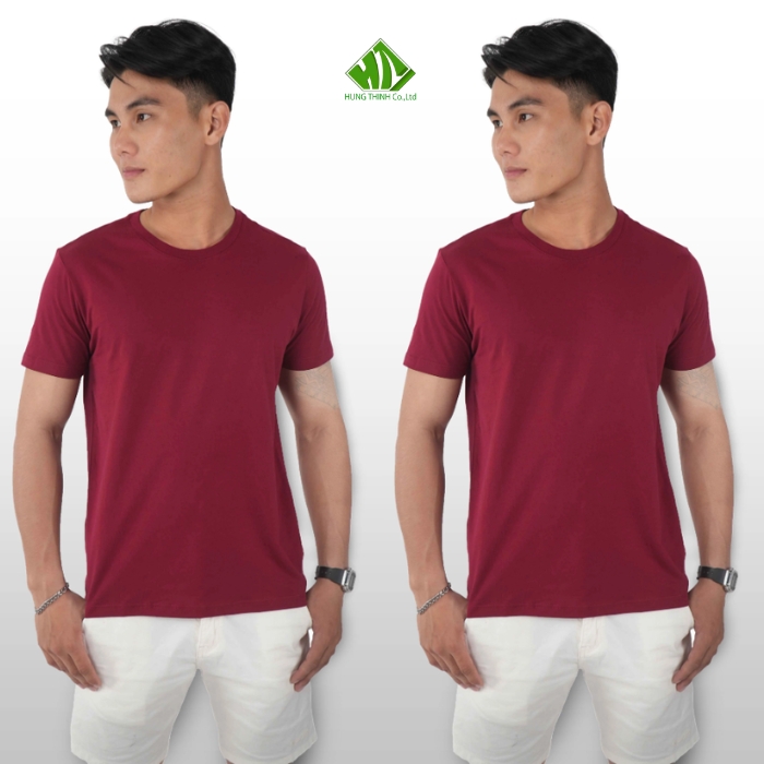 Ao thun dong phuc co tron mau do do