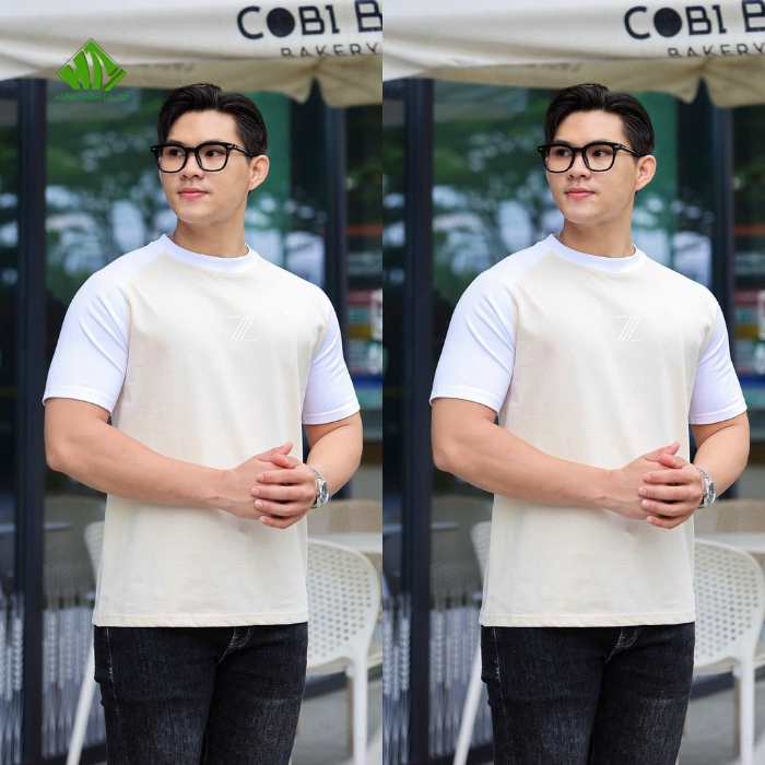 Ao thun dong phuc co tron mau kem phoi trang