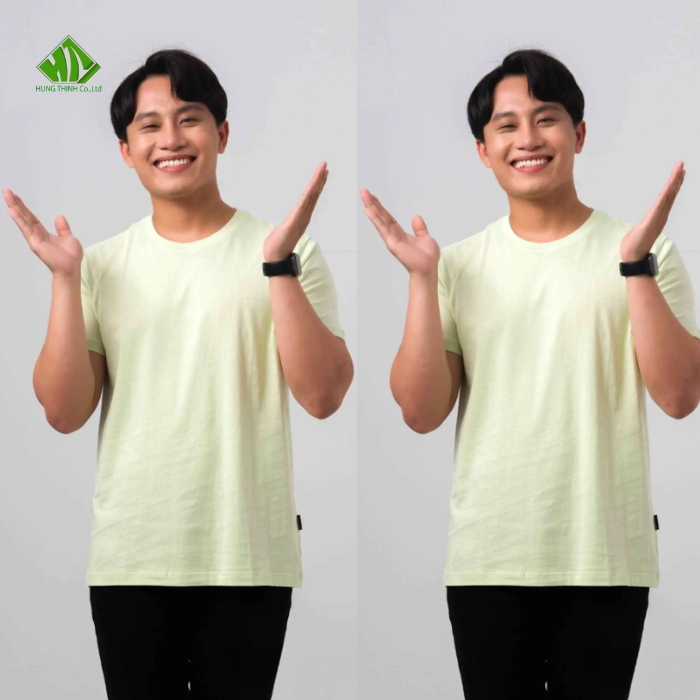 Ao thun dong phuc co tron mau xanh bo nhat