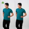 Áo thun đồng phục cổ tròn màu xanh teal 1 Ao thun dong phuc co tron mau xanh teal