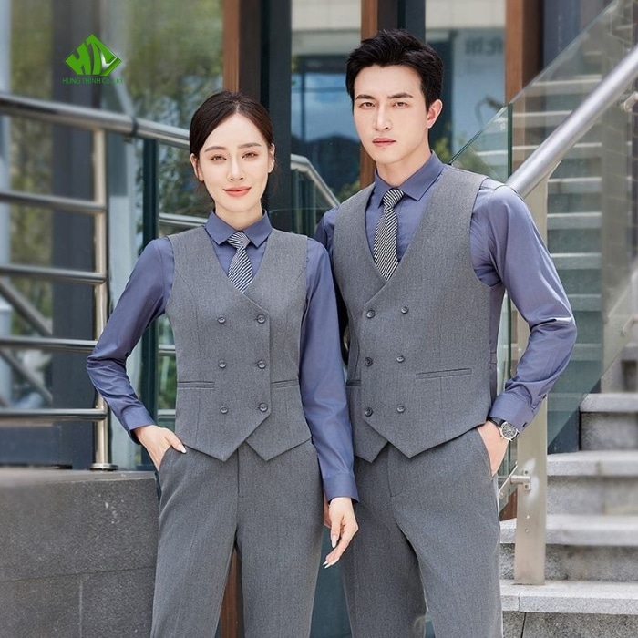 Ao gile dong phuc mau xam ghi