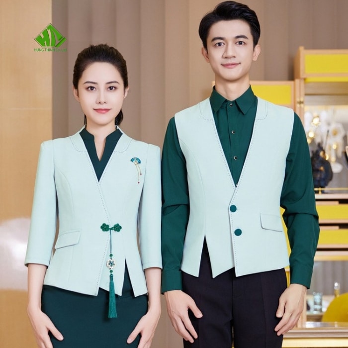Ao gile dong phuc mau xanh bac ha nhat