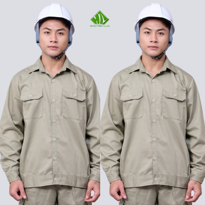 Ao so mi dong phuc cong nhan mau ghi sang