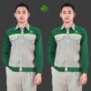 Ao so mi dong phuc cong nhan mau xam nhat phoi xanh luc