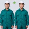 Ao so mi dong phuc cong nhan mau xanh luc