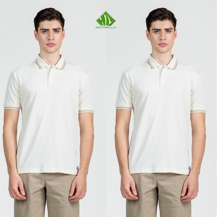 Ao thun dong phuc co tru mau trang kem phoi vien nau nhat