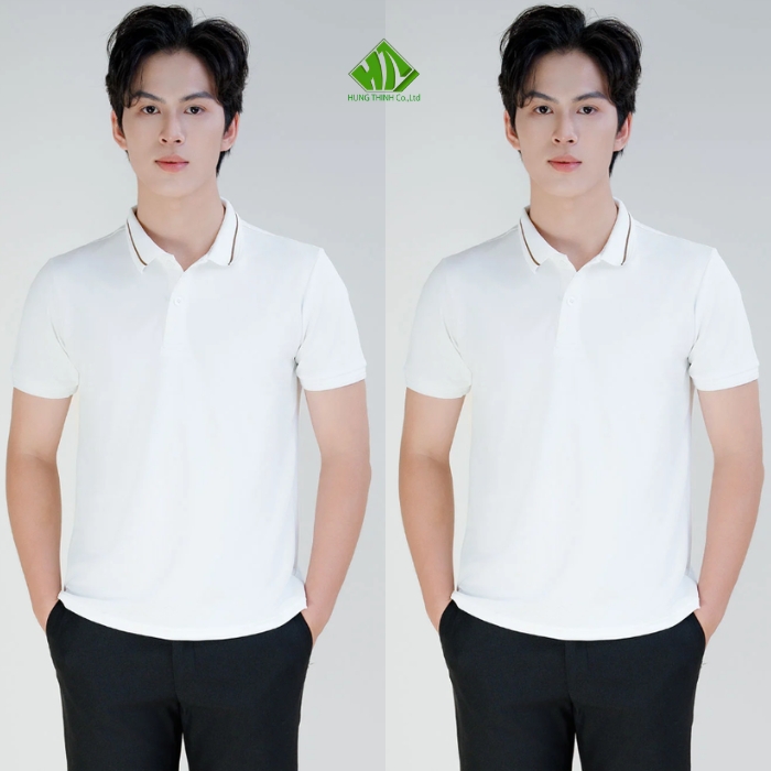 Ao thun dong phuc co tru mau trang phoi vien nau nhat