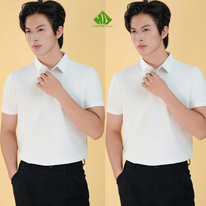 Ao thun dong phuc co tru mau trang tron