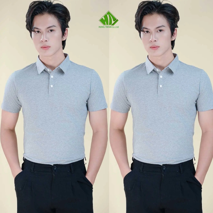 Ao thun dong phuc co tru mau xam tieu