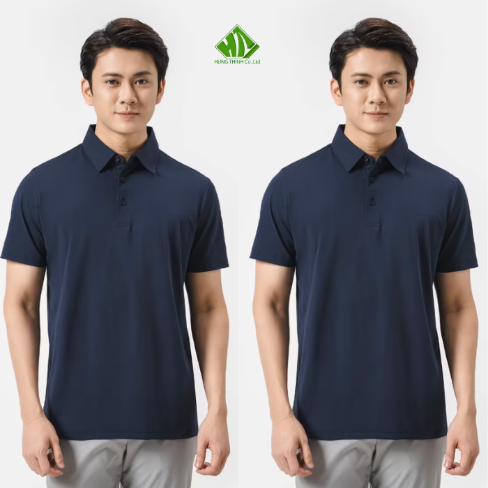 Ao thun dong phuc co tru mau xanh den